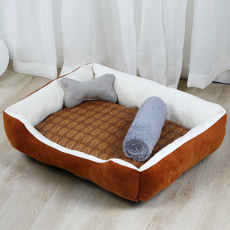 Large fluffy teddy pet dog bed