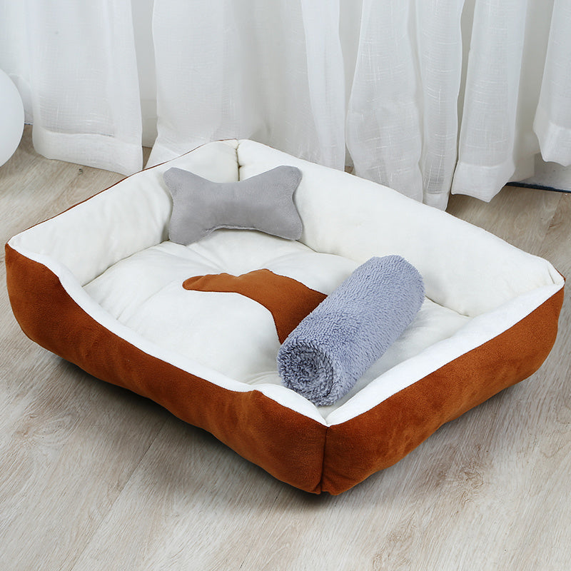 Large fluffy teddy pet dog bed